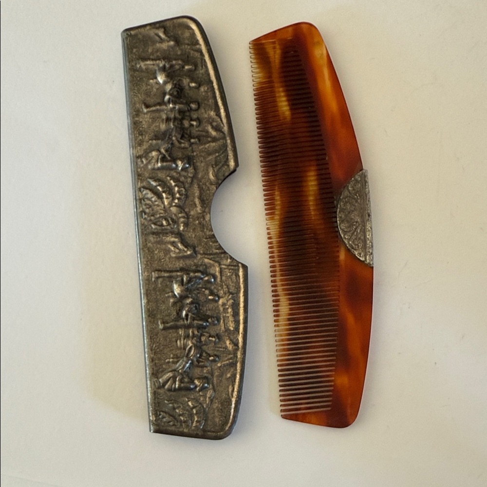 Vintage Brown and Silver Grooming Comb